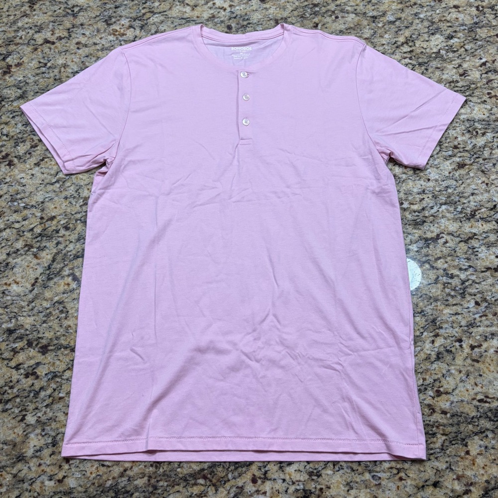 Bonobos Mens Slim Fit Henley Shirt Pink Short Sleeve Pima Cotton Blend Size M ws